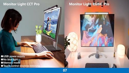 Computer Monitor Light Bar Wireless Remote Control Multi-Screen Light Dimmable Switch USB Powered E-Reading LED Pendant Light for Office/Home, Brightness/Color Temperature Adjustment