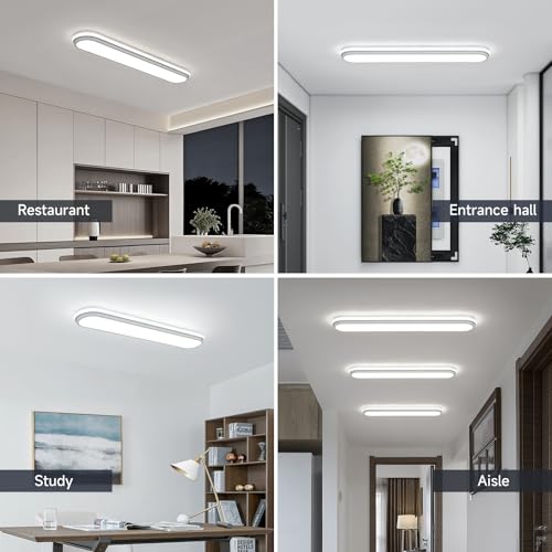 72cm 45W LED Ceiling Light, 6500K Cool White Flush Mount, Modern Ultra Thin Metal Linear Low Profile Lighting Fixture for Kitchen Home Office Hallway Bedroom Living Room - color: White Light(CRI 97+) - B, size: 28.3 Inch