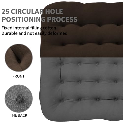 BUYUE Good Support Office Chair Cushion Padded, Soft Velvet Comfortable Non-Slip Seat Cushion for Computer Desk Kitchen Chair (1 Count, Brown) - color: Brown