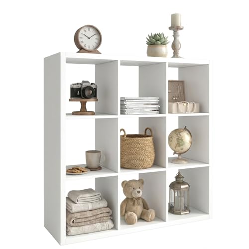 WannabeMyself【2026 Wooden Thick Frame】 9 Cube Storage Organizer with Anti-Tipping Kits, Reversible Open Back Book Shelf,Bookcase for Living Room,Bedroom,Entrance Hall,Office,11.6×36.3×36.3,White - color: White, size: 9 cube (11inch)