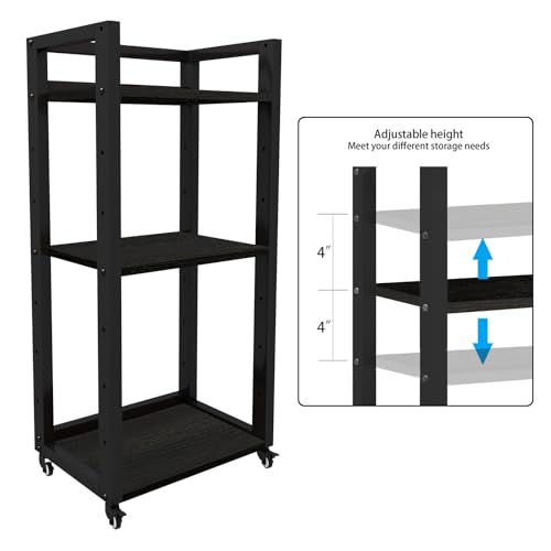 Natwind 3-Tier Tall Printer Stand,Shredder Stand Computer Host Holde,Black - color: Black