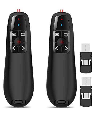 PowerPoint Clicker Presentation Remote Pointer: 2-in-1 USB Type C Wireless Presenter Clicker - Universal Power Point PPT Slide Advancer for Mac MacBook Laptop PC Computer Keynote - 2 Pack - style: USB+Type C-2 Pack