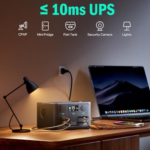 Portable Power Station 300W, 600W Peak Solar Generator 192Wh | 1Hr Fast Charge, LiFePO4 Battery, 10ms UPS, 120V AC Outlet Solar Power Bank for Camping Emergency Travel Home Blackout - color: Black