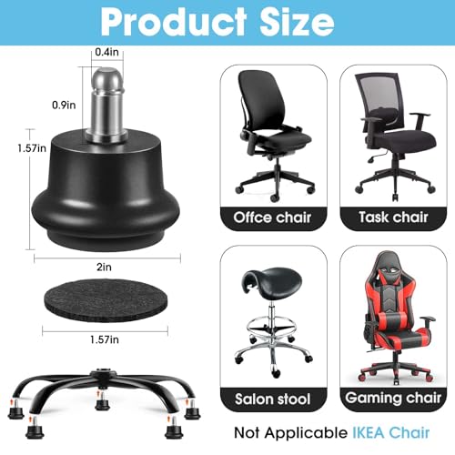 Bell Glides Replacement Office Chair, Castors Wheels Stopper Chair Feet - style: Short Fixed Feet-10PCS