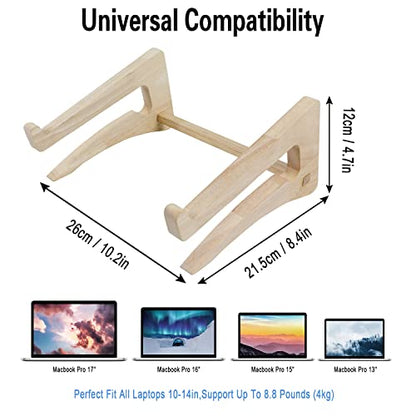 UI U & I Laptop Stand, Wooden Laptop Stand, Detachable Wooden Notebook Holder Mount Stand for Desk, 11-14inch Compatible with Apple MacBook Air Mac Pro, HP, DELL, Acer, Toshiba, Surface, Lenovo etc - size: small