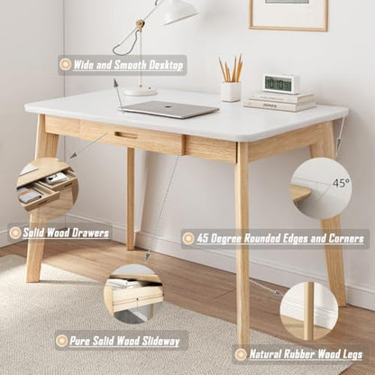 IOTXY Solid Wood Writing Desk - Home Office Laptop Computer Table, White - color: White, size: 120CM