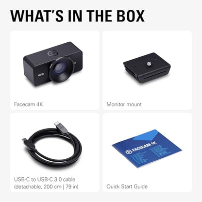 Elgato Facecam 4K, 4K60 Studio Webcam, DSLR-Like Control - style: Facecam 4K