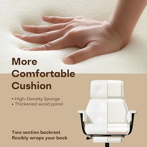 SeekFancy Reclining Criss Cross Office Chair with Wheels & Arms, White - color: White