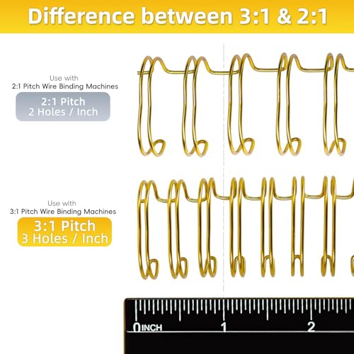 Rayson Wire Binding Spines, 7/16" 3:1 Pitch, 32-Loop Gold, 100 Pack | Binds up to 80 sheets; double-loop design helps pages turn smoothly in reports, manuals and project files.