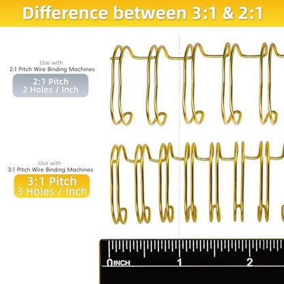 Rayson Wire Binding Spines, 7/16" 3:1 Pitch, 32-Loop Gold, 100 Pack | Binds up to 80 sheets; double-loop design helps pages turn smoothly in reports, manuals and project files.