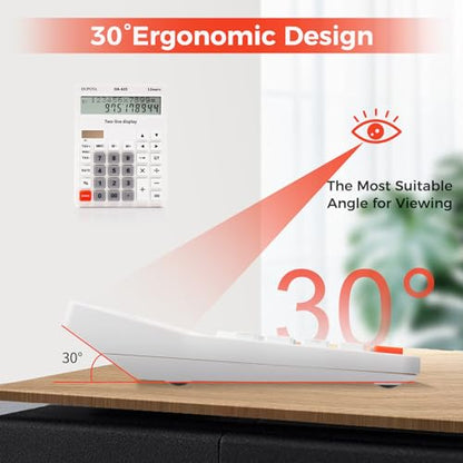 Desk Calculator 2 Line Large Display Big Buttons Vat Calculators | Dual Solar Power and Battery, Calculator with Tax and Check Function for Office, Home, School and Business（OA-635） - size: OA-635