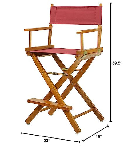 Casual Home 24" Director's Chair Honey Oak Frame-Burgundy Canvas - color: Honey Oak Frame/Burgundy Canvas, size: 24" - Counter Height, style: Honey Oak Frame