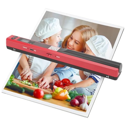 Handheld Image Scanner, Portable Document Scanner, A4 Color Photo Scanner with 900DPI Resolution for Business, Home, Office (red) - color: red