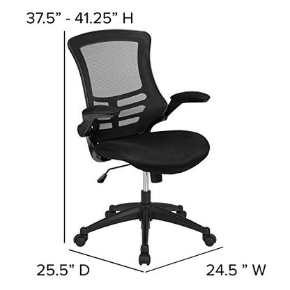 Flash Furniture Mesh Swivel Ergonomic Office Chair, Black, 5-Pack | Flip-up Arms - Set of 5, Mid-Back, Mesh Back - color: Black Mesh, size: Set of 5