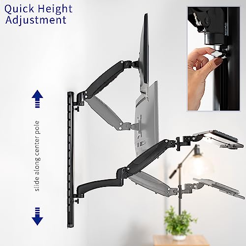 VIVO Black Sit-Stand Wall Mount Counterbalance Height Adjustable Monitor and Keyboard Workstation for Screens up to 27 inches STAND-SIT1K… - color: Black