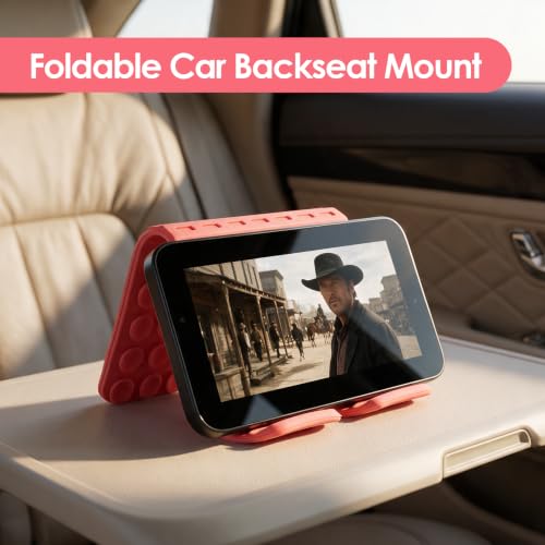 Flexible Silicone Aluminum Phone Holder Tablet Stand with Charging Port Design, Foldable Airplane Laptop/Phone Stand for Home Office Travel (Pink - with Suction) - color: Pink - with Suction