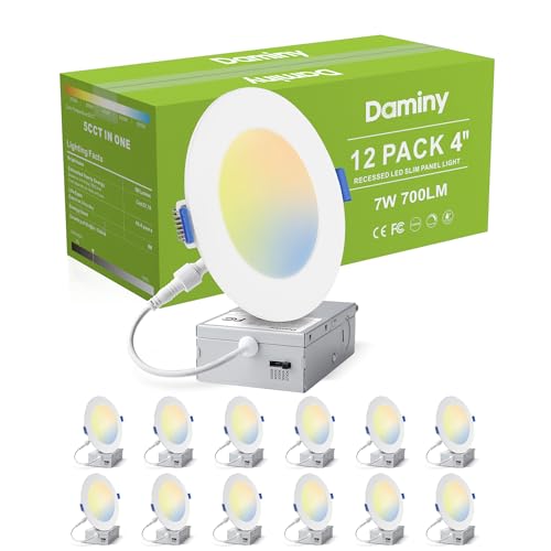 DAMINY 12 Pack 4 Inch LED Recessed Lighting, Canless Wafer Downlight - color: White, size: 4 Inch