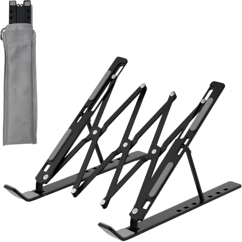 Laptop Stand for Desk, Adjustable Laptop Riser, Black | Portable Foldable Laptop Stands Travel for 10-17” Laptops - color: Black
