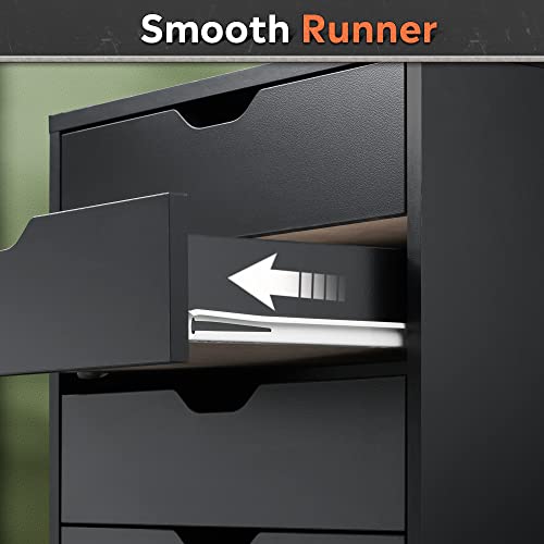 DEVAISE 7-Drawer Office File Cabinets, Mobile Craft Storage Cabinet, Black - color: Black, size: 15.7"D x 18.7"W x 34.5"H
