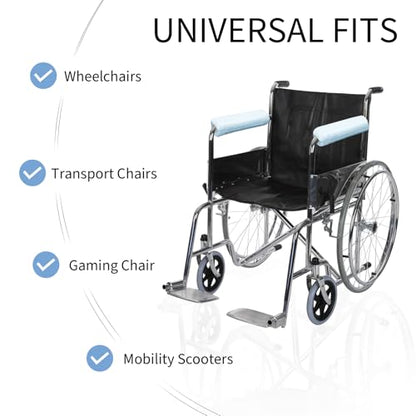 SPRING SEAON Wheelchair Armrest Pads Covers Fuzzy Desk Chair Arm Pads Soft - color: Light Blue
