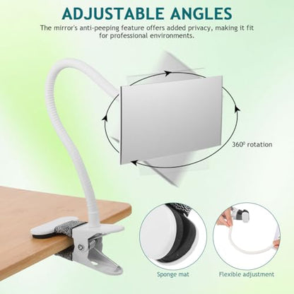 IMIKEYA Clip-On Desk Makeup Mirror for Cubicle, Anti-Peeping Privacy Mirror, Convex Rear View Desk Mirror for Office Computer Monitor, Adjustable Gooseneck Clamp Mirror