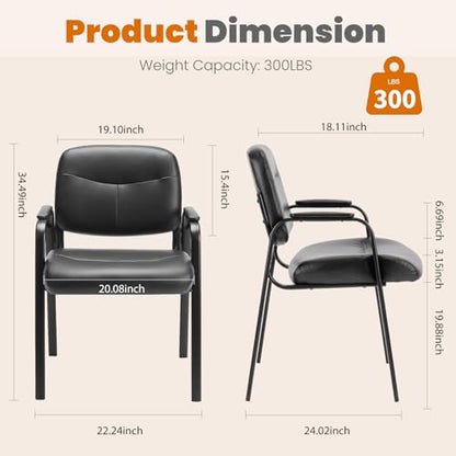Sweetcrispy Waiting Room Chairs Set of 1, Office Guest Chairs No Wheels | Leather Padded Arms, Stationary Reception, Conference, Lobby Table, Elderly, Side Salon, Clinic, Inky - size: 1 Pack
