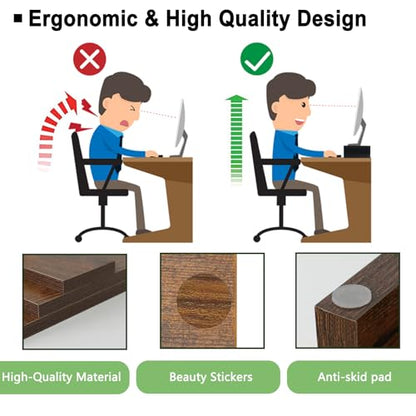 TEAMIX 2-Pack Monitor Stand Riser 20 inch, Wooden Tabletop Shelf, Brown - color: Brown, size: 2 Pack-20 inch