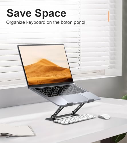 Aoviho Adjustable Laptop Stand for Desk, Portable Laptop Stand Holder and Riser, Foldable Aluminum Notebook Computer Stand for MacBook Air Pro HP Lenovo Dell Samsung Chromebook, 10-15.6 inch, Black - color: Black