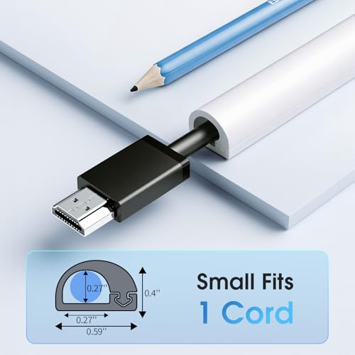 Delamu 40in Flexible Cord Hider for Wall Mount TV, Self-Adhesive Cord Covers for 1 Wire on Wall, Silicone TV Cable Hider Wall, Wire Hider Wire Covers for Cords on Wall, 0.59''W x 0.4''H, White - size: 40in
