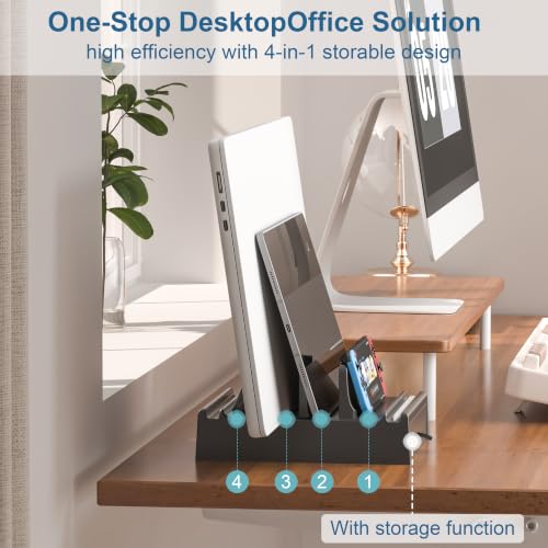 Vertical Laptop Stand, with Storage Adjustable 4 in 1 ABS - color: Storage