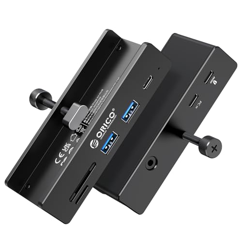 ORICO 6 Ports 10Gbps Aluminum Clamp USB 3.2 Hub with PD 60W for Desk - color: Black