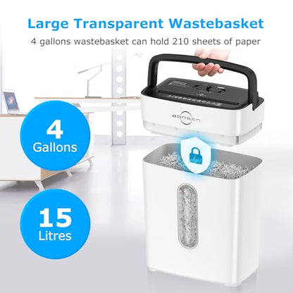 BONSEN 8-Sheet Cross Cut Paper Shredder for Home, P-4 Security Level, White - color: White, size: 8-Sheet Cross Cut