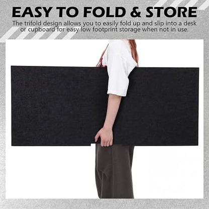 Large Desk Divider Foldable U Privacy Partition 48"L x 20"H, Black - size: 48"L x 20"H, style: Retro