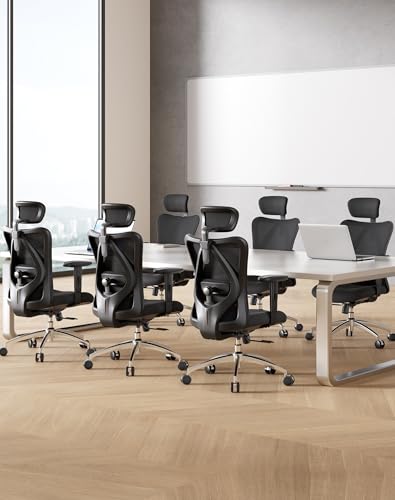 SIHOO M18 Ergonomic Office Chair, Mesh Back Desk Chair with Headrest - color: Black, size: Pack of 1