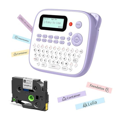 D210S Label Maker Machine with-Tape, Label Maker Waterproof-Labels - color: Purple