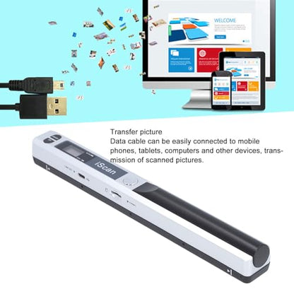 Portable Scanner, Mobile Document Scanner A4 Scanning for Photo (Silver)