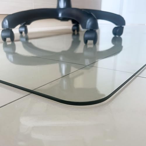 Marvelux Tempered Glass Office Chair Mat for Carpet & Hardwood Floors Clear Carpeted & Hard Floor Protector, Executive Thick Chair Mat for High & All Pile Carpets & Hard Wood with No Slip Pads 36”x40”