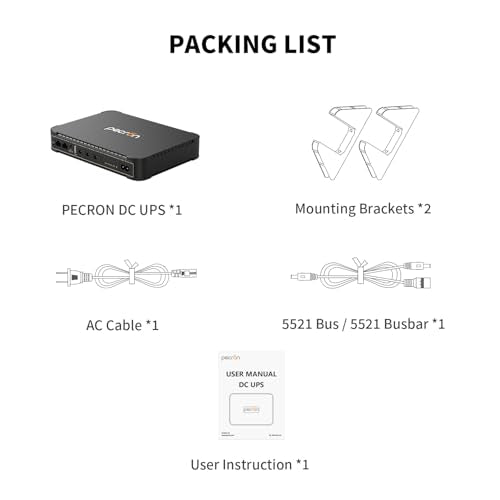 PECRON D77 DC UPS Battery Backup, 76.96Wh Small UPS for WiFi Router/Modem/Security Camera/Phone, Uninterruptible Power Supply with PoE Port, 5V/9V/12V DC5521 Port, 5V USB-A