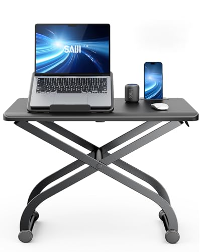SAIJI Metal Small Laptop Desk Standing Converter Adjustable Desk Riser
