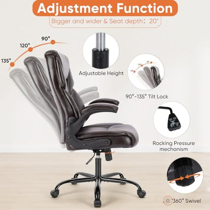 Sweetcrispy Heavy Duty Office Chair, Gaming Desk Chair 2 Pack - color: Dark Brown, style: Set of 2