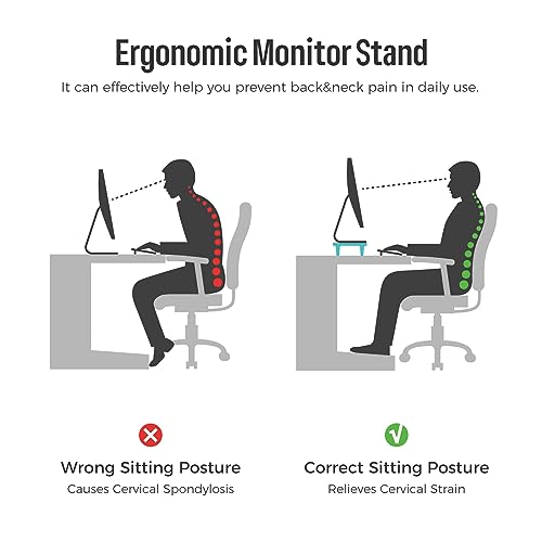 loukin Monitor Stand Riser for Desk, 22.4" × 8.2" Computer Stand, Brown | Supports 22 lb, No Installation Required, Water-Resistant Surface, Fits Laptops and Printers, Ergonomic Design