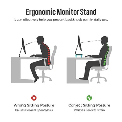loukin Monitor Stand Riser for Desk, 22.4" × 8.2" Computer Stand, Brown | Supports 22 lb, No Installation Required, Water-Resistant Surface, Fits Laptops and Printers, Ergonomic Design