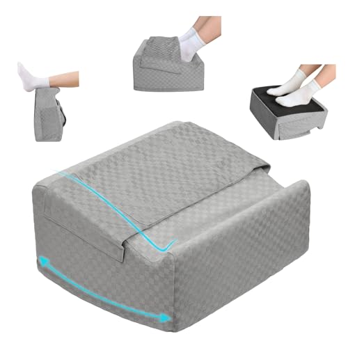 Under Desk Footrest with Rocking Base & Warming Cover, Gray Check | Washable velvet cover | 15° tilt + rocking base | 2 heights: 6.1"/7.3" | Non-slip | Office, gaming, home - color: Gray Checkered Pattern, size: 12.6" L x 15" W x 7.3"