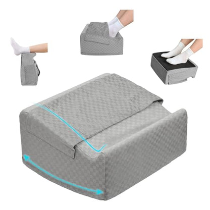 Under Desk Footrest with Rocking Base & Warming Cover, Gray Check - color: Gray Checkered Pattern, size: 12.6" L x 15" W x 7.3"