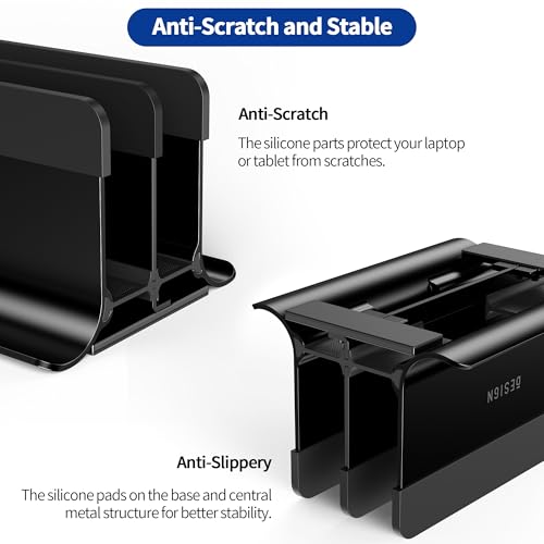 BESIGN LS13 Vertical Laptop Stand Holder for Desk, 4 in 1 Desktop Stand Holder for Laptops, Tablets, Smart Phones