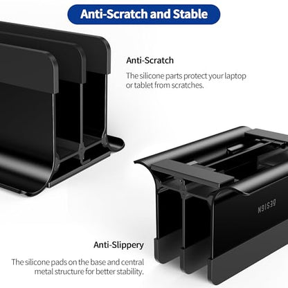 BESIGN LS13 Vertical Laptop Stand Holder for Desk, 4 in 1 Desktop Stand Holder for Laptops, Tablets, Smart Phones