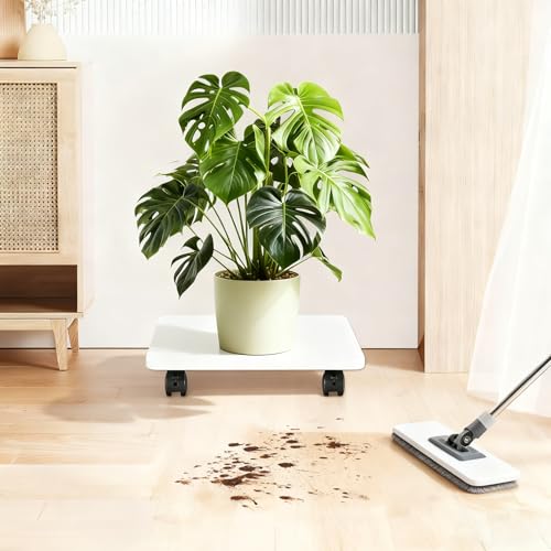 2 Pcs Under Desk Printer Stand with 4 Caster Wheels, White Movable Printer, White Rolling Plant Rack Tray, Multiple Places Such As Living Room, Bedroom to Place Scanners, Fax Machines