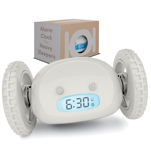 CLOCKY Alarm Clock on Wheels – Loud Rolling Alarm Clock for Heavy Sleepers - color: Mist