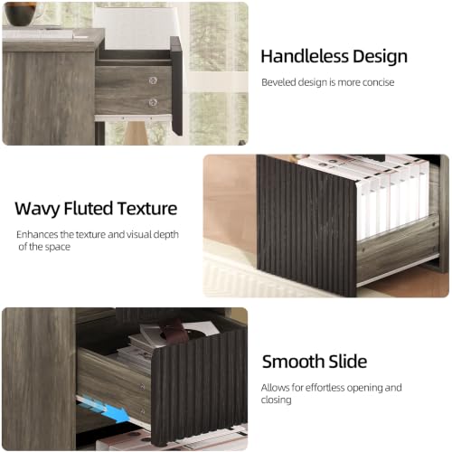 4 EVER WINNER Computer Desk with Drawers, 48 Inch Fluted Desk with Storage - color: Grey, size: 48 Inch