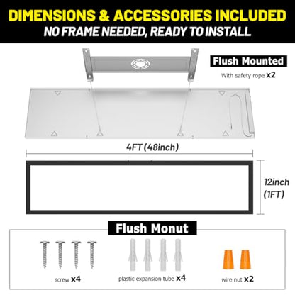 1x4 Led Flat Panel Light Surface Mount 2-Pack, 40W/4980LM, 5CCT 3000K/3800K/4500K/5200K/6000K, Flush Mount Ceiling Light for Kitchen, Garage, Hallway, Office, Black, ETL - color: Black, size: 1ft. X 4ft. (2-pack)